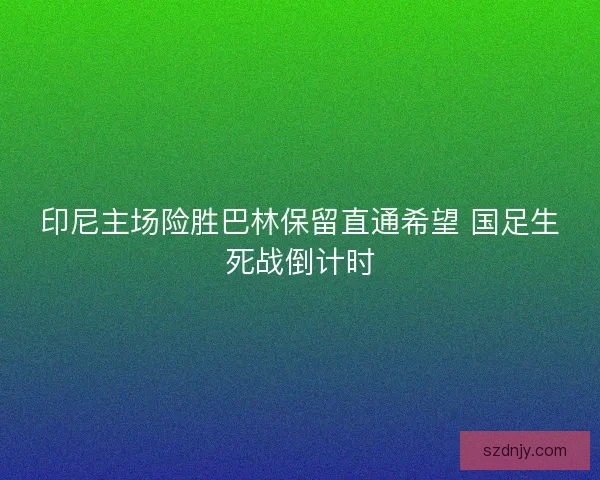 印尼主场险胜巴林保留直通希望 国足生死战倒计时