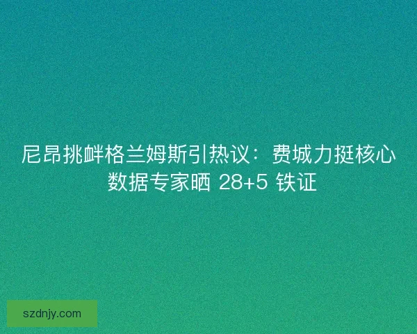尼昂挑衅格兰姆斯引热议：费城力挺核心 数据专家晒 28+5 铁证